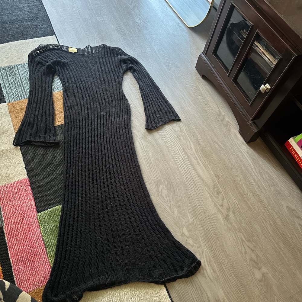 Black Knit Beach Cover Up